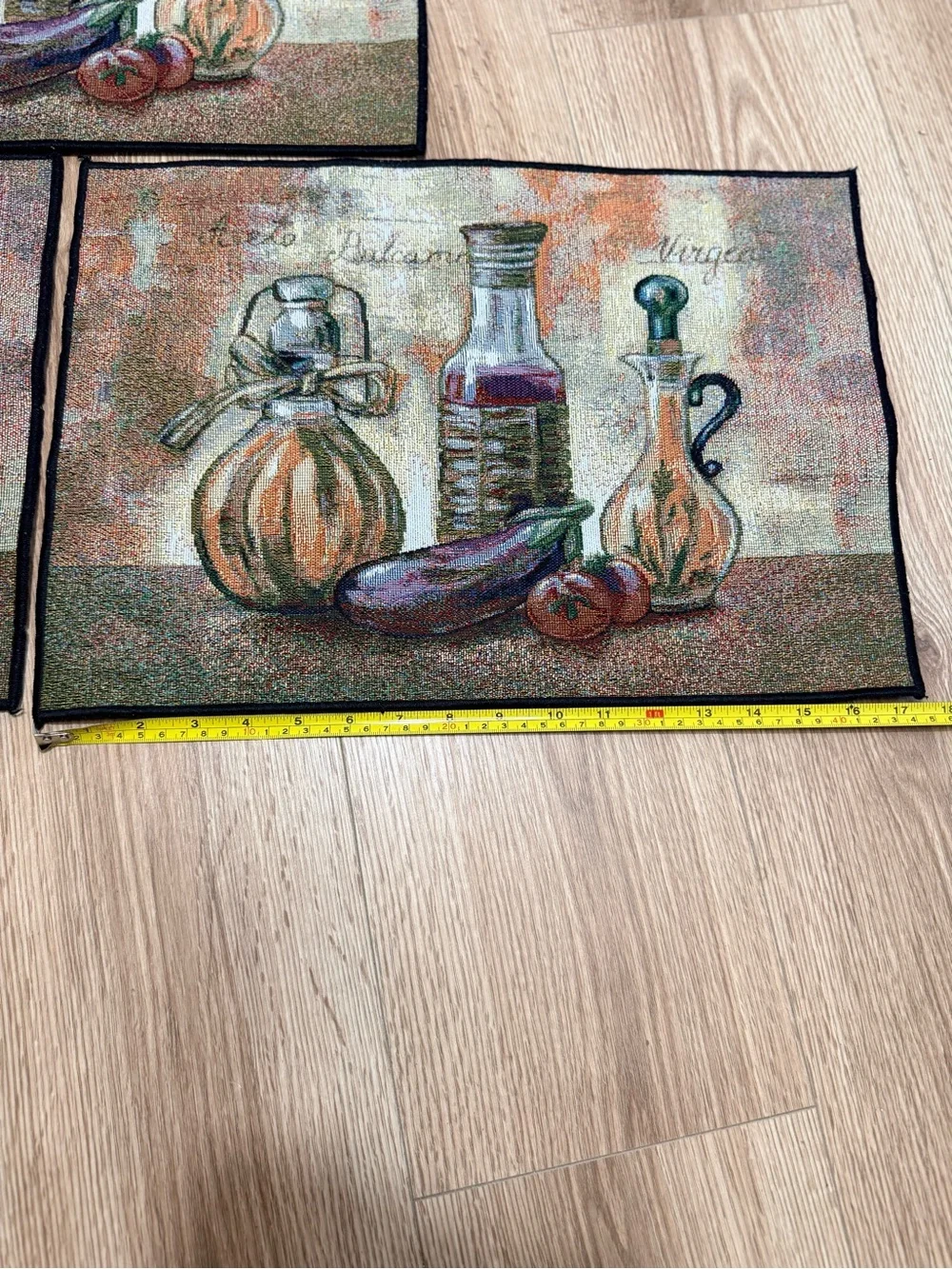 Tapestry Placemats Set of 3 Tuscan Olive Oil Wine Kitchen Woven Farmhouse
